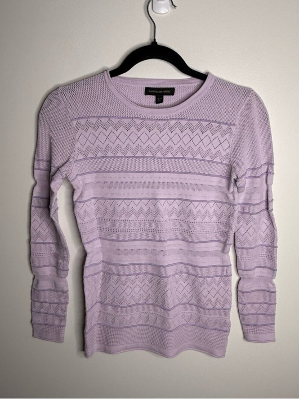 Banana Republic Lavender Pointelle Knit Long Sleeve Top size small